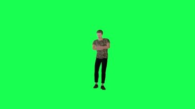 3D Kızgın Adam karısını bekliyor yeşil ekran insanları krom anahtar animasyon insanı yürütür ve konuşur