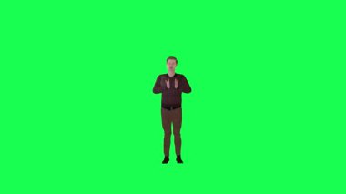 3D Müslüman adam dua ederek izole edilmiş ön açı kroma anahtar yeşil ekran insanları krom anahtar animasyon insanı yürütür ve konuşur