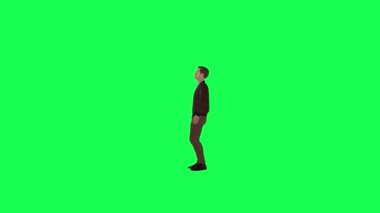 3D kızgın asi adam izole edilmiş sağ açı kroma anahtar yeşil ekran insanları krom anahtar animasyon insanı yürütür ve konuşur
