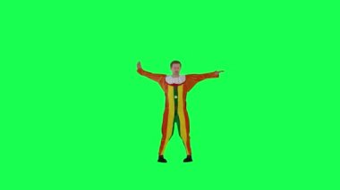 Üç boyutlu palyaço dansı samba ön açı krom anahtar insanları krom anahtar animasyon insanı yürütür ve konuşur