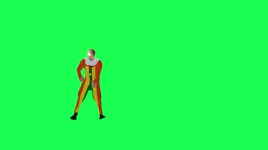 3D animasyon palyaço hip-hop dansı ön açı kroma anahtarı insanları krom anahtar animasyon insanı yürütür ve konuşur