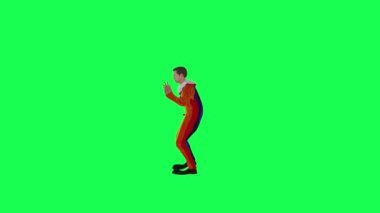 3D Animasyon Palyaço Dansı sağ açı yeşil ekran insanları krom anahtar animasyon insanı yürütür ve konuşur