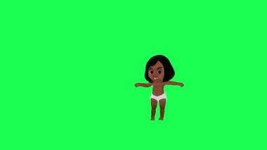 3D Gerçekçi animasyon bebek dansı hip-hop, yeşil arka plan, krom anahtar insanları krom anahtar animasyon insanı yürütür ve konuşur