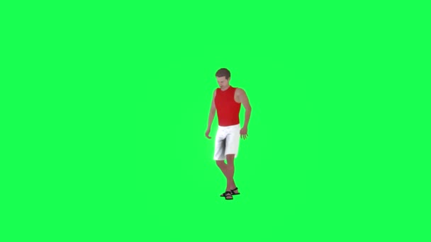 緑のスクリーンの右の角度をカウントする3Dスポーツの男は人々をクロマのキーアニメーション人歩き 話す群衆をレンダリングします — ストック動画