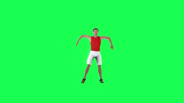 Handsome Man Dancing Hands Party Front Angle Green Screen Render — Stock Video
