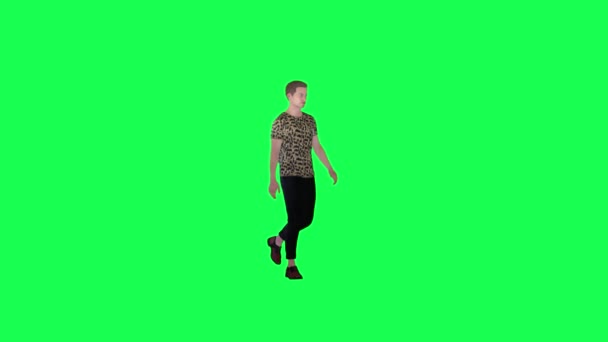 Sokakta Yürüyen Moda Adamı Sol Açı Yeşil Ekran Insanları Krom Stok Video