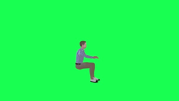 Зеленый Экран Человек Работающий Компьютером Левого Угла Хрома Ключ Сделать — стоковое видео