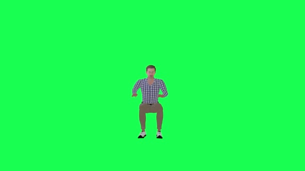 Verde Hombre Pantalla Que Trabaja Con Ángulo Frontal Computadora Croma — Vídeo de stock