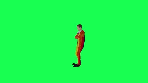 Cartoon Clown Waiting Angry Right Angle Green Screen Render People Stock Footage