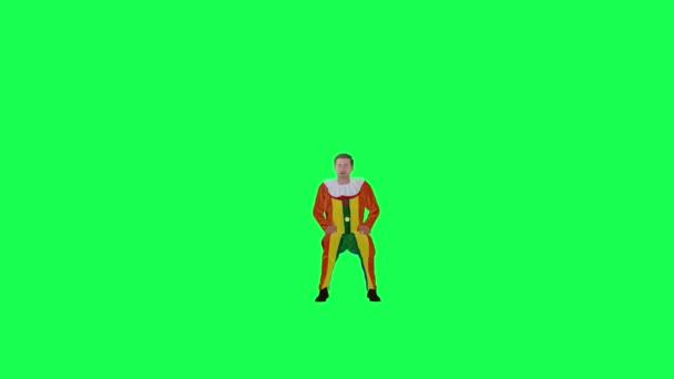 Angry Clown Sitting Yelling Isolated Front Angle Chroma Key Render — Stock Video