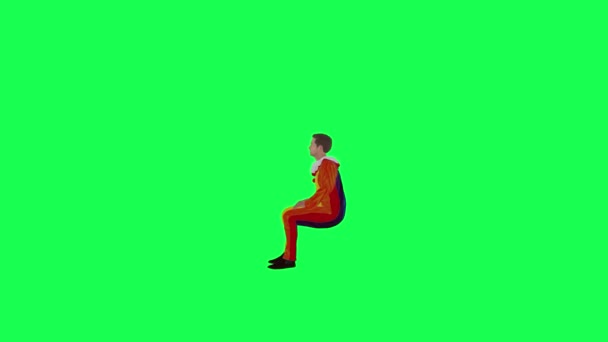 Angry Clown Sitting Yelling Isolated Right Angle Chroma Key Render — Stock Video