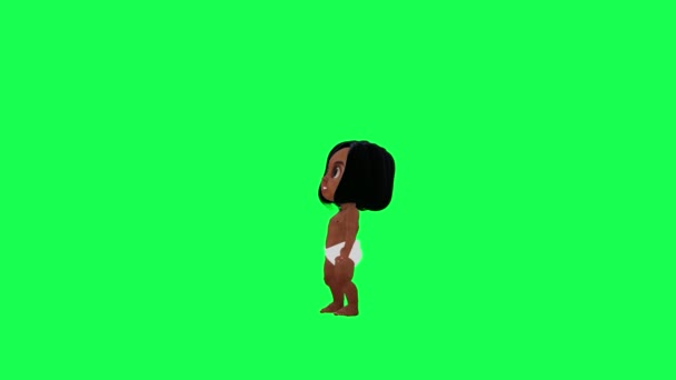 Black Baby Yelling Right Angle Green Screen Chroma Key Render Royalty Free Stock Video