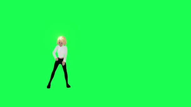 Blond Meisje Witte Jurk Zwarte Broek Robot Hip Hop Dansen Rechtenvrije Stockvideo