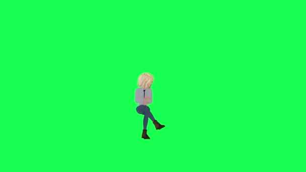 アニメーション スタイリッシュな女の子 座って フロント角度 クロマ グリーン クロマ アニメーション — ストック動画