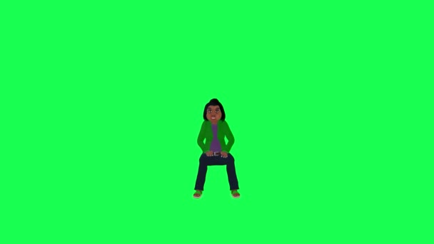 Indian Old Woman Chanting Slogans Front Angle Chroma Key Green — Stock Video