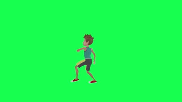 Animált Tinédzser Fiú Dobott Kövek Derékszög Chroma Kulcs Zöld Háttér — Stock videók