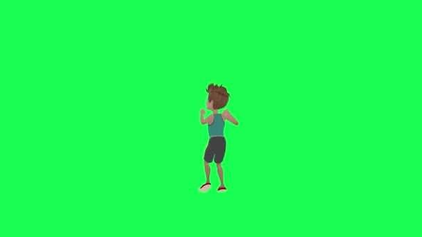 スポーツ服のティーンエイジャー 男の子 ダンス 愚かな 左アングル クロマ グリーン クロマ アニメーション — ストック動画