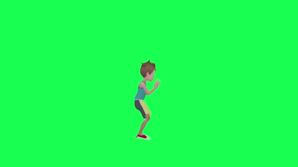 アニメーション ティーン スポーツ ダンス Twerk アングル クロマ グリーン クロマ アニメーション — ストック動画