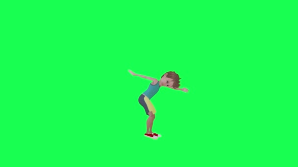 クリスマスパーティーで踊る3Dかわいい男の子 左角度クロマキーレンダリング緑のスクリーンレンダリング人々 クロマキーアニメーション人 歩いて話す人 — ストック動画