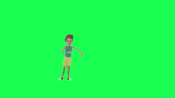 ティーンエイジャー ボーイ ブレイク ダンス フロント角度 隔離されたクロマ グリーン クロマ アニメーション — ストック動画