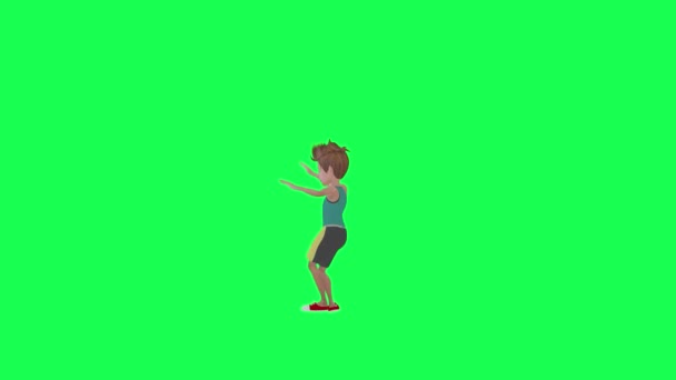 ティーンエイジャー ダンス 右の角度 隔離されたクロマ グリーン クロマ アニメーション — ストック動画