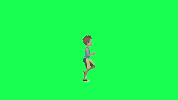 Teenage Boy Sports Clothes Running Fast Left Angle Isolated Chroma Stock Video