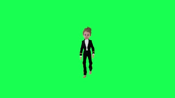 Resmi Elbiseli Genç Adam Açı Krom Anahtar Yeşil Ekran Insanları — Stok video