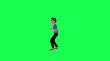 Krom yeşil ekranda gitar çalan 3D çocuk 4k animasyon yapıyor