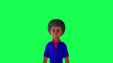 Krom yeşil ekranda konuşan 3D çocuk 4K animasyon yapıyor.