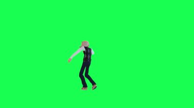 3D dans eden yaşlı adam, krom yeşil ekran 4k insan animasyonu.