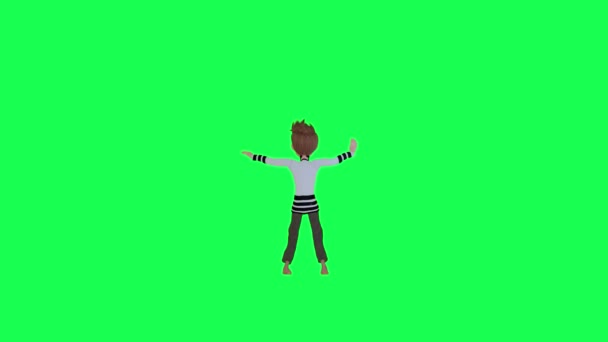 Boy Dancing Chroma Green Screen People Render Animation — 图库视频影像