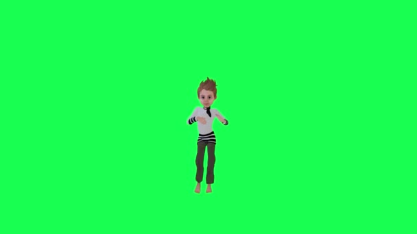 Chłopiec Taniec Chroma Zielony Ekran Ludzie Renderować Animacja — Wideo stockowe