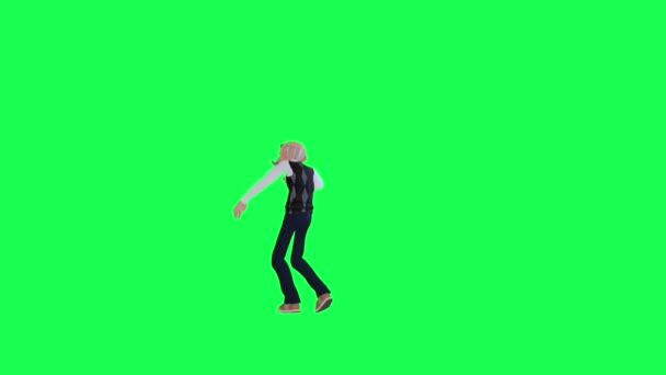 Старий Танцює Хромовий Зелений Екран Анімацією Людей — стокове відео