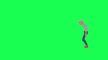 3D koşan yaşlı adam, 4k 'lık animasyon ile krom yeşil ekran