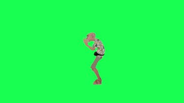 3D dans eden yaşlı adam, krom yeşil ekran 4k insan animasyonu.