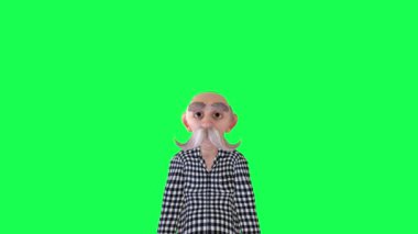 3D yaşlı adam konuşuyor, 4k insan animasyonu ile krom yeşil ekran