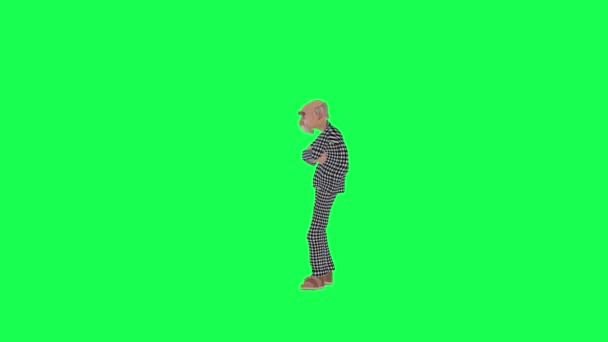 Old Man Standing Chroma Green Screen People Animation Rendering — Stock Video