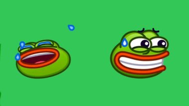 Gülen yeşil kurbağa ikonunun 2D canlandırması