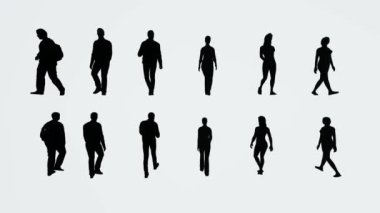 Siluet vektör kümesi. İnsan siluetleri. beyaz arkaplanda izole edilmiş.