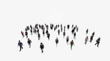 grup insan koşuyor, hareket efekti, 3 boyutlu illüstrasyon