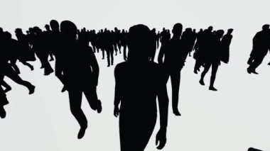 Kuyrukta yürüyen insanların siluetleri