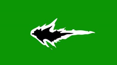 Keskin bir alev gibi soyut figür yeşil üzerine beyaz, yaratıcılığın yoğunluğunu ve enerjisini sembolize ediyor..