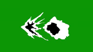 Yeşil üzerinde beyaz ve siyah soyut şekillerin dairesel patlaması, yoğun ve enerjik tasarım temaları yaratmak için ideal.