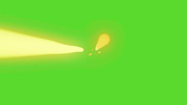 Hareketli video geçişleri ve VFX projeleri için ideal, yeşil ekranda çapraz çekim yapan hızlı hareket eden bir ışık çizgisi.
