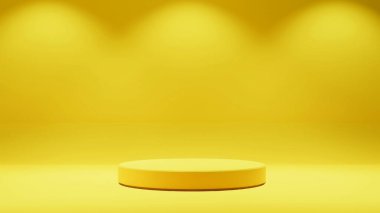 Sarı dairesel podyum 3D görüntüleme arkaplanı 3B Görüntü