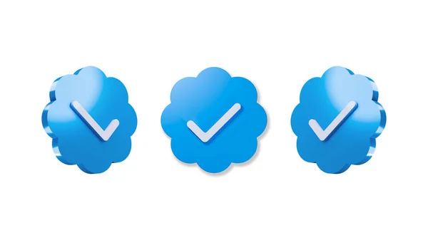 Profile Verification Check Mark Icon Blue Different Angles Illustration — Stockfoto