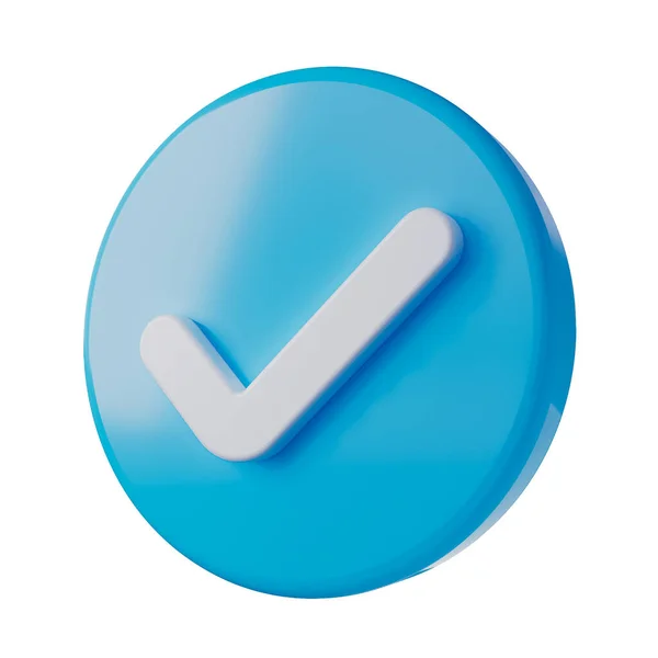 Ícone Blue Tick Direito Sinal Aprovação Ícone Arredondado Ilustração — Fotografia de Stock