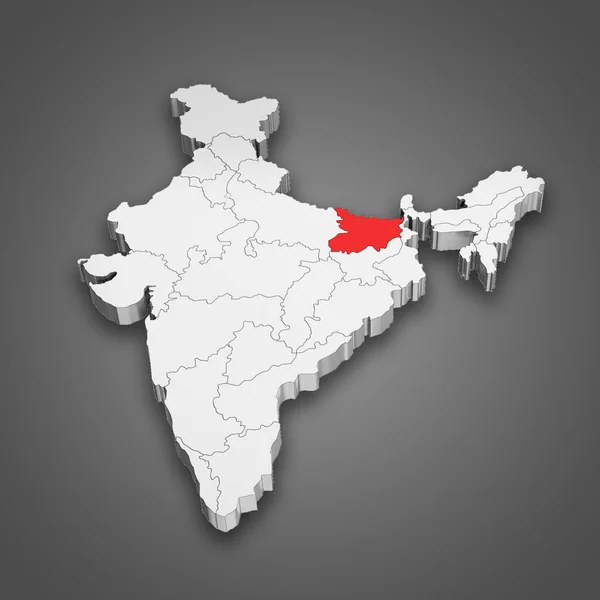Lage Des Bundesstaates Bihar Innerhalb Der Indien Karte Illustration — Stockfoto