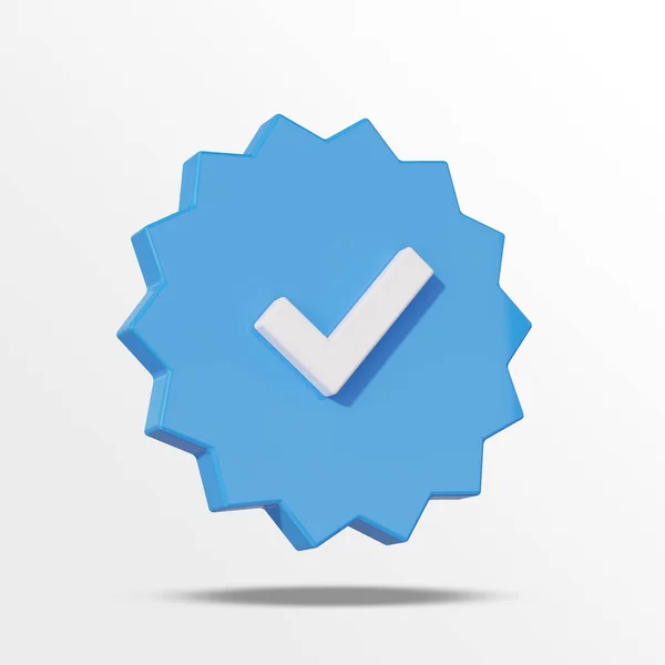 Verificação Perfil Marca Ícone Mídia Social Emblema Azul Verificado Com — Fotografia de Stock