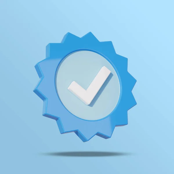 Verificação Perfil Marca Ícone Mídia Social Emblema Verificado Azul Com — Fotografia de Stock